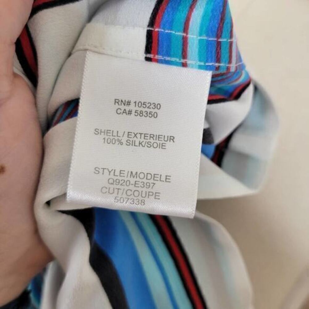 Equipment Femme Reagan Bright‎ Blue Multi Top Silk Size Medium - Picture 5 of 6